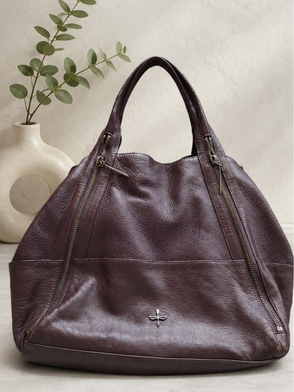 Pour La Victoire Nouveau Double Zip Tote Pebbled Leather
